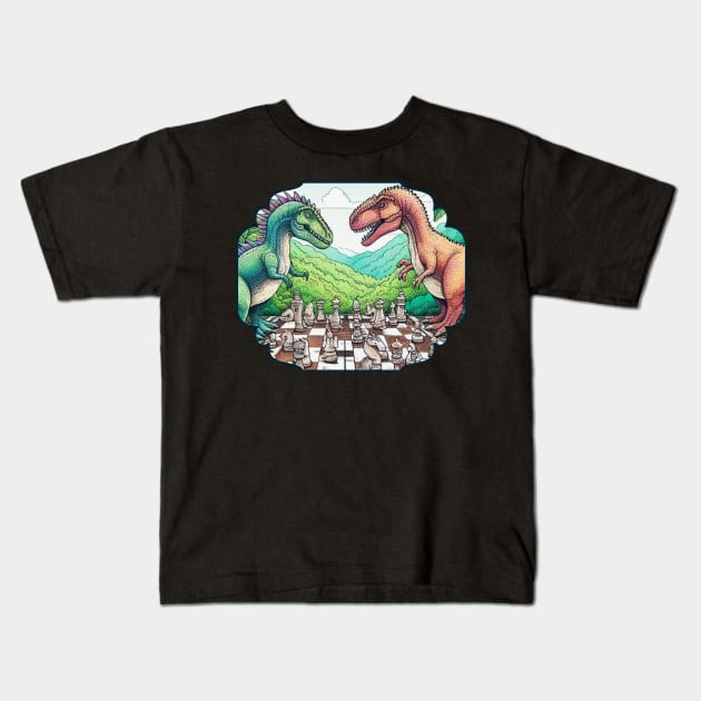 Dinosaur Chess Kids T-Shirt by Shawn's Domain